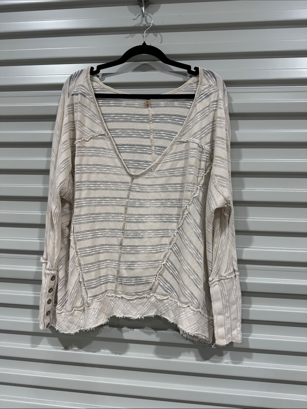 Free People Off White V-Neck Long Sleeve
